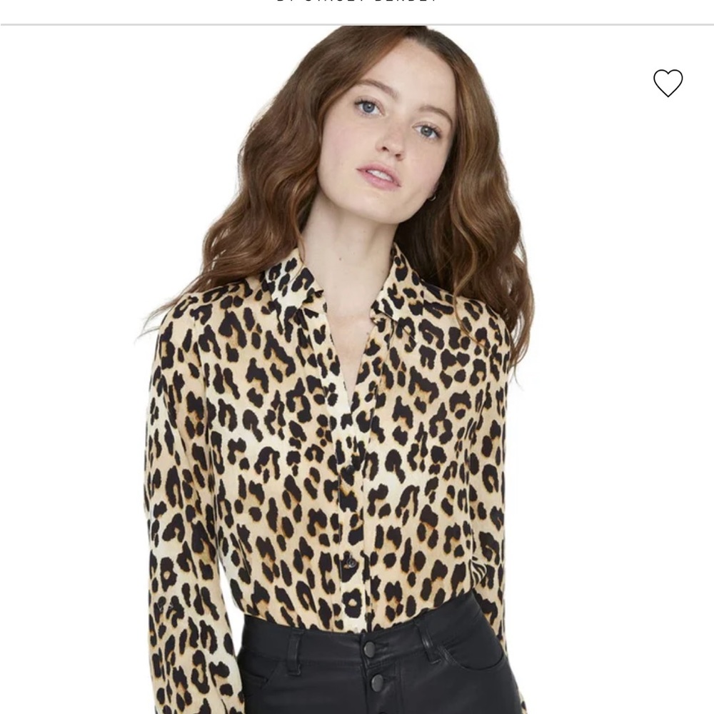 Alice + Olivia ELOISE BUTTON DOWN LEOPARD BLOUSE